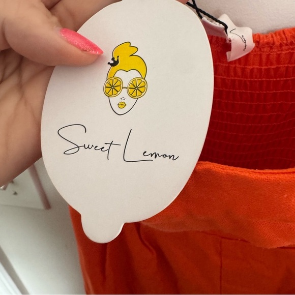 NWT SWEET LEMON linen blend Strapless Jumpsuit wedding guest summer Beachy S - Picture 7 of 9